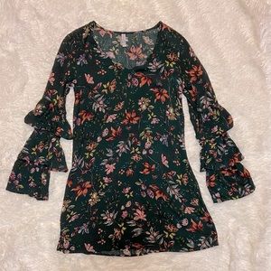 Xhilaration green bell sleeve dress. Size S